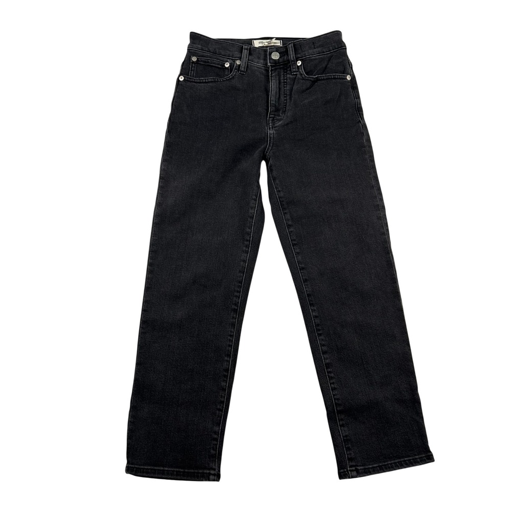 Madewell Jeans Women 24p Petite Classic Straight Black High Rise Crop Fits 25x23